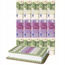 OPŁATEK NA TORT BANKNOTY EURO PIENIĄDZE DEKORACJA 15 SZTUK