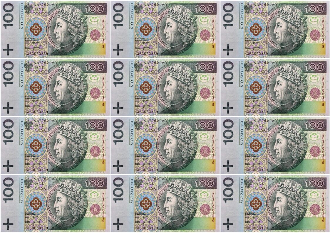 OPŁATEK NA TORT BANKNOTY PIENIĄDZE DEKORACJA 100 ZŁOTYCH