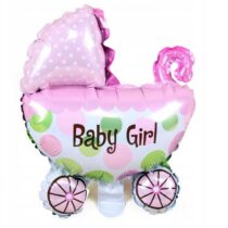 Balon foliowy Wózek BABY SHOWER 72X78 cm Różowy