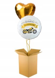 ZESTAW 2 X BALON NAPEŁNIONY HELEM DLA DZIADKA+ZŁOTE SERCA PREZENT w PUDLE