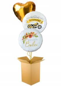 ZESTAW 3 X BALON NAPEŁNIONY HELEM DLA BABCI I DZIADKA+ZŁOTE SERCE