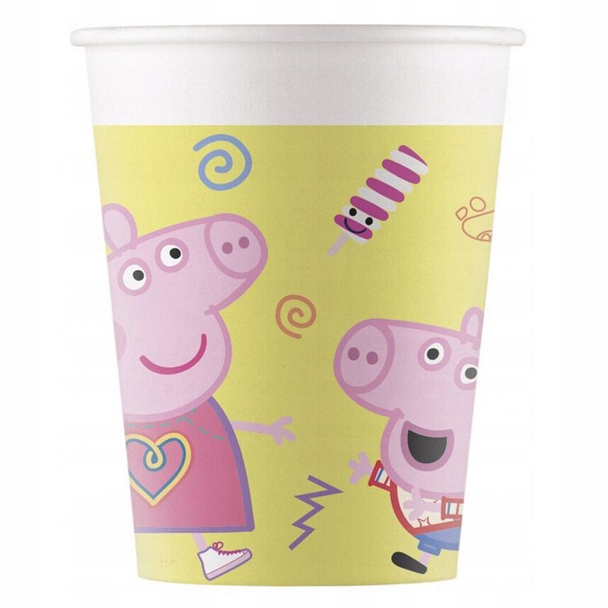 Kubeczki Papierowe Świnka Peppa Urodzinowe x 8 szt