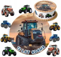 OPŁATEK NA TORT TRAKTOR CIĄGNIK 20 CM GRUBY 0,6 mm+POSTACIE+TEKST