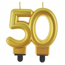 Świeczka 50 Urodziny Złota Metaliczna 50 na Tort