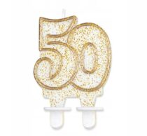 Świeczka na 50 Urodziny Złota Brokatowa