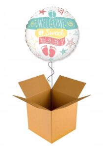 Balon NAPEŁNIONY Z HELEM NARODZINY WELCOME BABY w Pudle