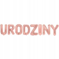 Balony Napis Balonowy Urodziny Różowe Złoto