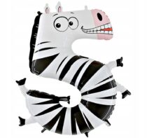Balon CYFRA 5 URODZINY-ZEBRA 100 cm-WŁOSKI GRABO