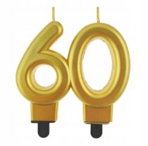 Świeczka 60 Urodziny Złota Metaliczna 60 na Tort