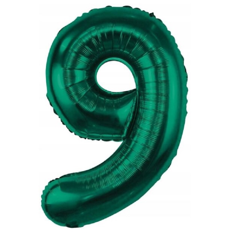 Balon Foliowy Cyfra 9 Butelkowa Zieleń 85 cm