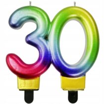 Świeczka Liczba 30 Urodziny Tęczowa 30 na Tort