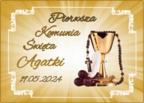 OPŁATEK NA TORT KOMUNIJNY ZŁOTY KOMUNIA ŚWIĘTA+GRATIS IMIĘ+DATA