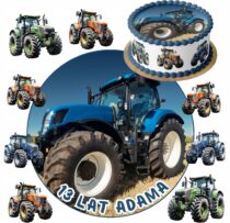 OPŁATEK NA TORT TRAKTOR CIĄGNIK 20 CM GRUBY 0,6 mm+POSTACIE+TEKST