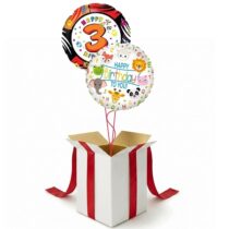 ZESTAW 2 X BALON NAPEŁNIONY HELEM 3 URODZINY ZWIERZĄTKA PREZENT W PUDLE